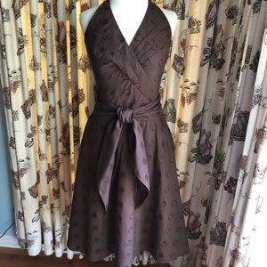 Sz 2-4 Retro Chocolate Brown Halter Dress w/Sash